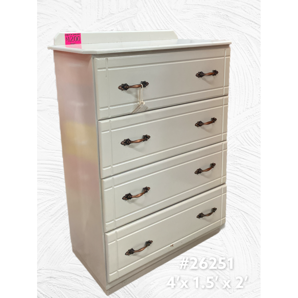Whtie Mdf Chest Of Drawer With Tracks